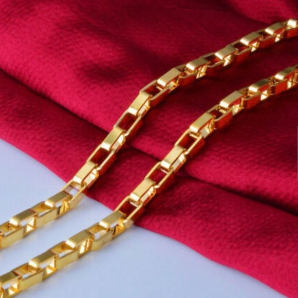 18K STAMPED 20" ITALIAN BOX CHAIN - Picture 2 of 2